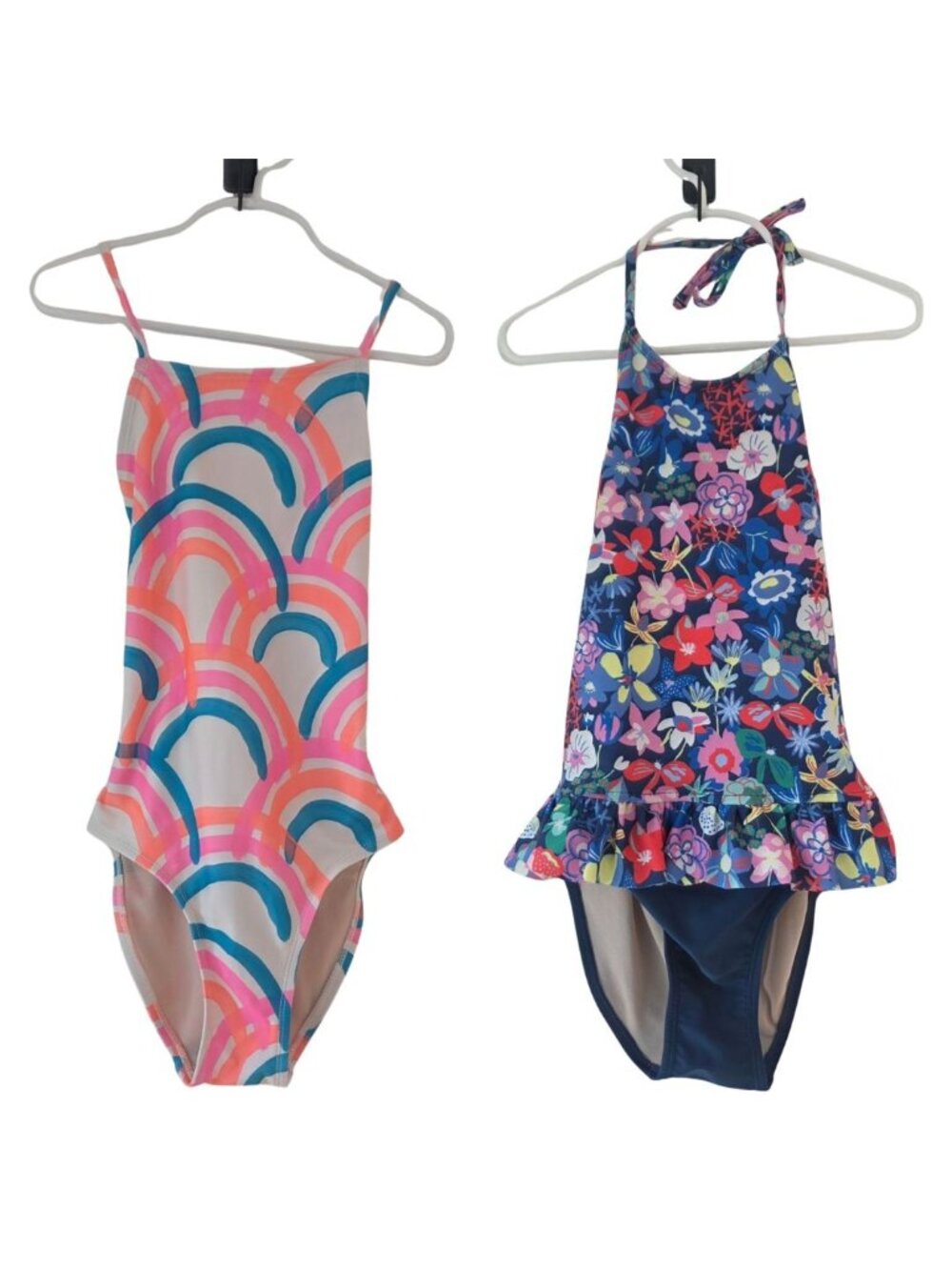 BUNDLE (2) Tea Collection Swimsuit One-Piece Pink Blue Floral Youth Girls 10